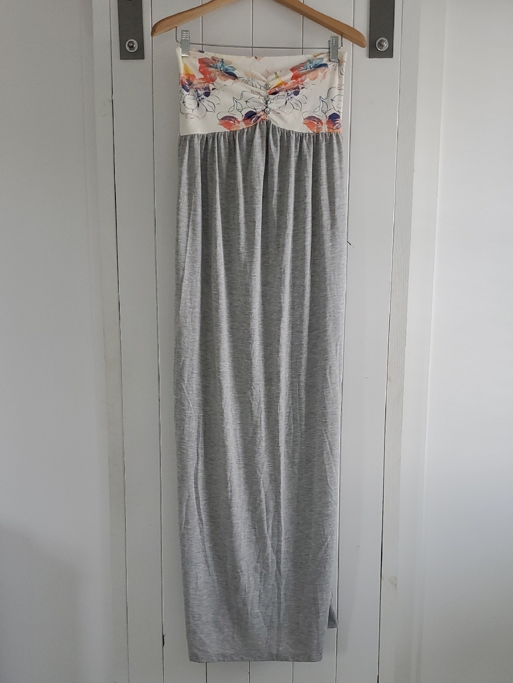 Rewind Gray Maxi Strapless Dress